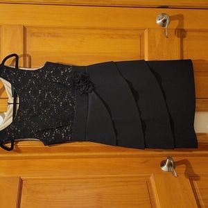 CONNECTED APPAREL BLACK LACE BODICE KNEE LENGTH DRESS SZ 6 EXC!!